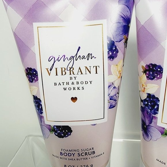 2 Gingham VIBRANT Bath & Body Works Foaming Sugar Body Scrub 8oz each NEW - Picture 3 of 8